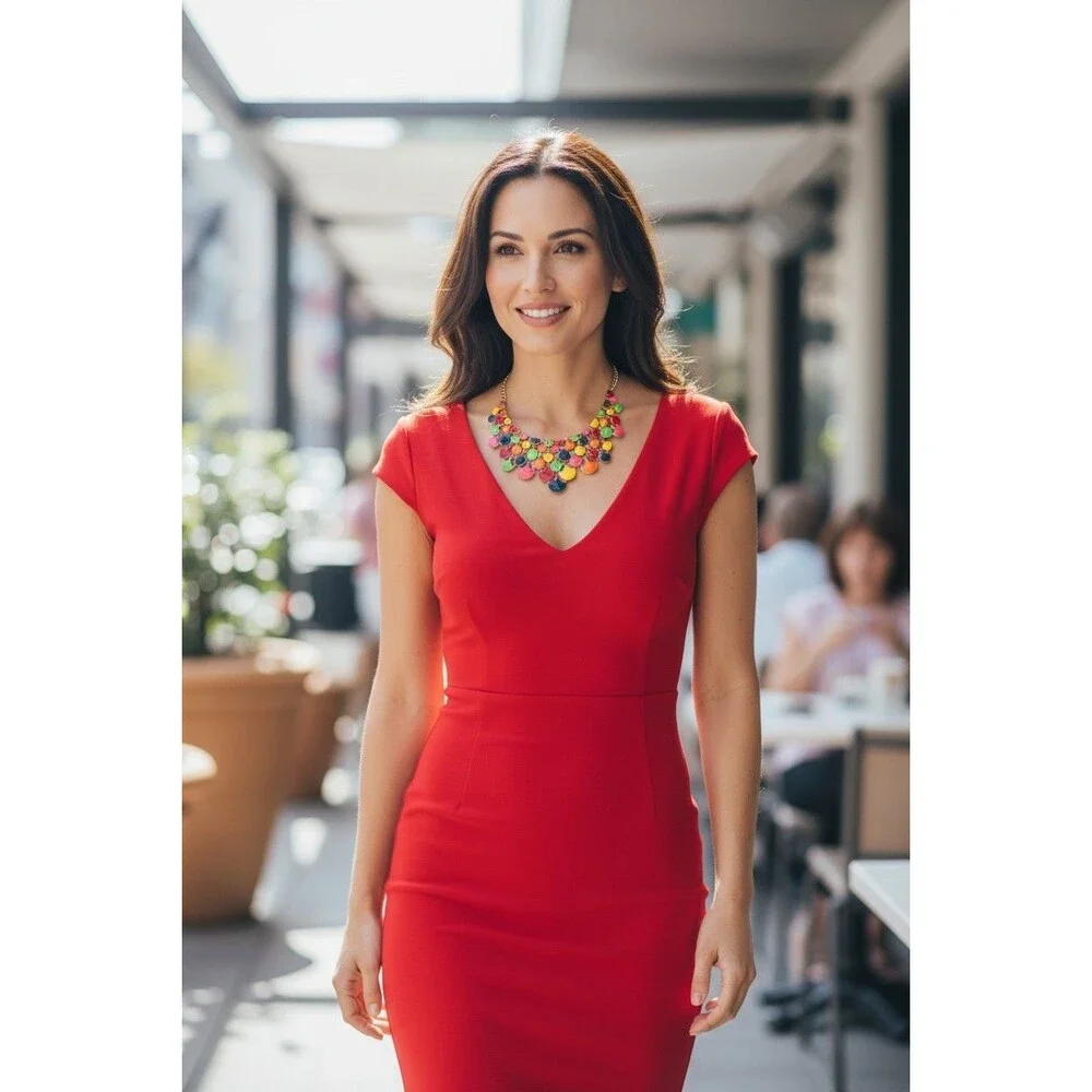 Unique Colorful and Gold Plated Statement Necklace #7086 - Picture 2 of 3